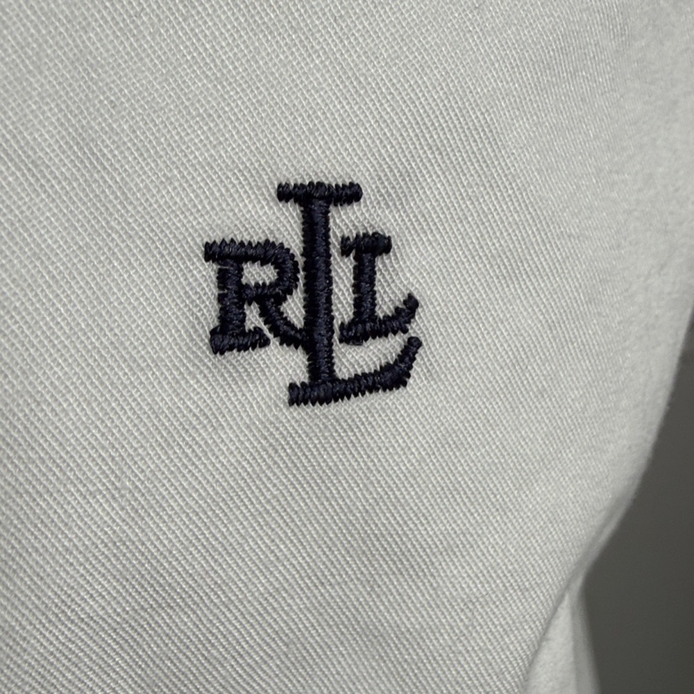 Ralph Lauren 100% Cotton White Button-Up with Navy collar and cuff trim accents - Picture 3 of 11